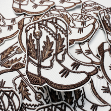 Load image into Gallery viewer, 2" Cowboy Boots in BROWN  -  Embroidered Hat Patch