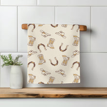 Load image into Gallery viewer, Retro Western Horse Boots Cowboy Hat Kitchen Towel Waffle