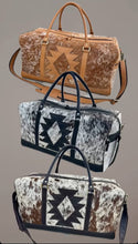 Load image into Gallery viewer, AZTEC TRAVEL DUFFLE leather hair on cowhide travel bag