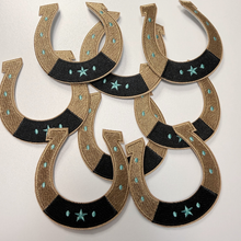 Load image into Gallery viewer, 3" Horse Shoe w Turquoise detail  -  Embroidered Hat Patch