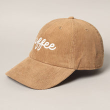 Load image into Gallery viewer, COFFEE Embroidered Corduroy Cap