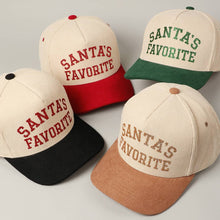 Load image into Gallery viewer, Santa's Favorite Glitter Text 5 Panel Corduroy Cap