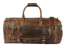 Load image into Gallery viewer, 20" Brown Leather Duffle Bag Handmade Unisex Travel Bag