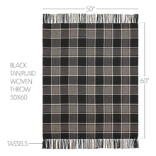 Load image into Gallery viewer, Black Tan Plaid Throw Blanket 50x60 Farmhouse Decor