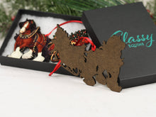 Load image into Gallery viewer, Bay Gypsy Horse Sleigh Ornament, Gypsy Cob Christmas Horse