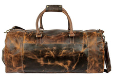 Load image into Gallery viewer, 20" Brown Leather Duffle Bag Handmade Unisex Travel Bag