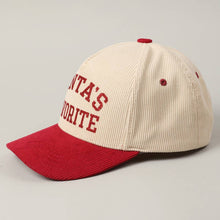 Load image into Gallery viewer, Santa's Favorite Glitter Text 5 Panel Corduroy Cap
