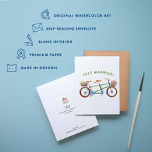 Load image into Gallery viewer, Just Married Tandem Wedding Card | Bicycle Congratulations