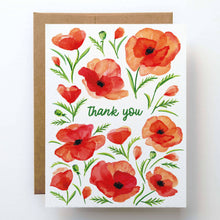 Load image into Gallery viewer, Poppy Thank You Card | Red Poppies Floral Thank You Card