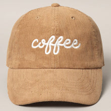 Load image into Gallery viewer, COFFEE Embroidered Corduroy Cap