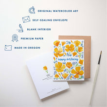 Load image into Gallery viewer, Wildflower Birthday Card |  Floral Poppy Happy Birthday Card
