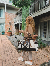 Load image into Gallery viewer, AZTEC TRAVEL DUFFLE leather hair on cowhide travel bag