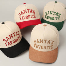 Load image into Gallery viewer, Santa's Favorite Glitter Text 5 Panel Corduroy Cap