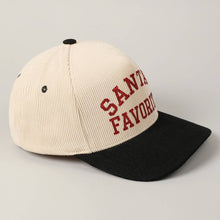 Load image into Gallery viewer, Santa's Favorite Glitter Text 5 Panel Corduroy Cap