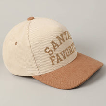 Load image into Gallery viewer, Santa's Favorite Glitter Text 5 Panel Corduroy Cap
