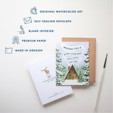 Load image into Gallery viewer, Christmas Cabin Holiday Card | Merry Christmas &amp; New Year