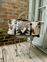 Load image into Gallery viewer, AZTEC TRAVEL DUFFLE leather hair on cowhide travel bag