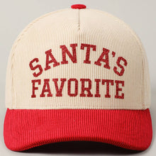 Load image into Gallery viewer, Santa's Favorite Glitter Text 5 Panel Corduroy Cap