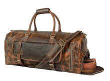Load image into Gallery viewer, 20" Brown Leather Duffle Bag Handmade Unisex Travel Bag