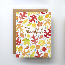 Load image into Gallery viewer, Fall Leaves Watercolor | Thankful, Thank You Greeting Card