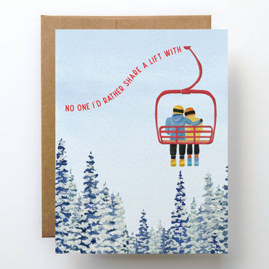 Ski Love Card | Winter Romance for Anniversary, Valentine's