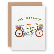 Load image into Gallery viewer, Just Married Tandem Wedding Card | Bicycle Congratulations
