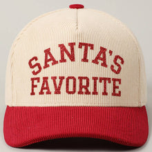 Load image into Gallery viewer, Santa's Favorite Glitter Text 5 Panel Corduroy Cap