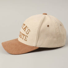 Load image into Gallery viewer, Santa's Favorite Glitter Text 5 Panel Corduroy Cap