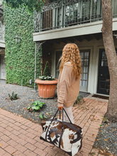 Load image into Gallery viewer, AZTEC TRAVEL DUFFLE leather hair on cowhide travel bag