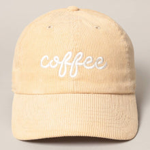 Load image into Gallery viewer, COFFEE Embroidered Corduroy Cap