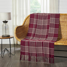 Load image into Gallery viewer, Eston Burgundy Tan Plaid Throw 50x60