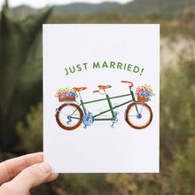 Load image into Gallery viewer, Just Married Tandem Wedding Card | Bicycle Congratulations