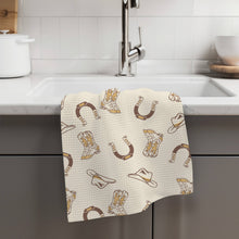 Load image into Gallery viewer, Retro Western Horse Boots Cowboy Hat Kitchen Towel Waffle