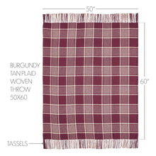 Load image into Gallery viewer, Eston Burgundy Tan Plaid Throw 50x60