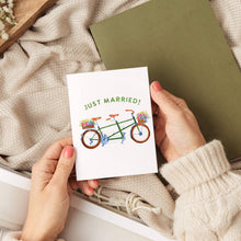 Load image into Gallery viewer, Just Married Tandem Wedding Card | Bicycle Congratulations