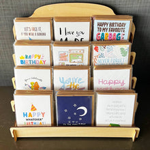 Load image into Gallery viewer, 4 Tier Wooden Greeting Card Display Rack (Holds 12 Designs)